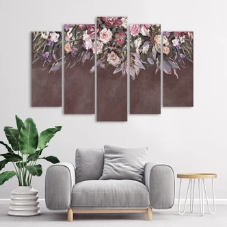 Leinwandbild 5 teilig, Blumen überwachsen 