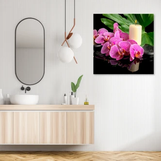 Leinwandbild, Rosa Orchidee Kerzen 