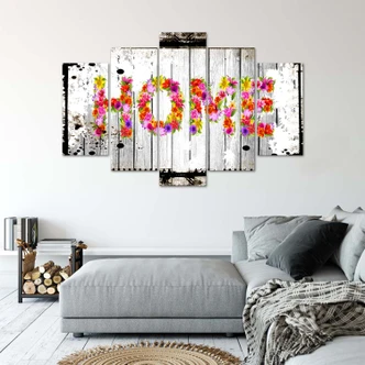 Leinwandbild 5 teilig, Startseite Tapete Blumen 