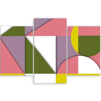 Leinwandbild 3 teilig, Geometrische Abstraktionsformen 