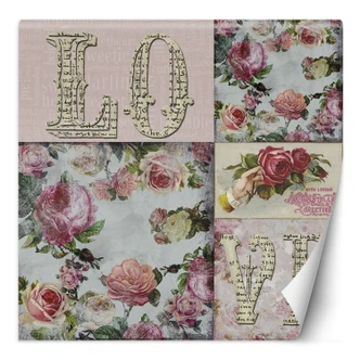 Fototapete, Shabby Chic Abstrakte Collage Liebe - Andrea Haase 