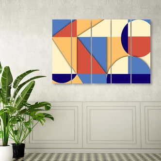 Leinwandbild 5 teilig, Geometrische Abstraktionsformen 