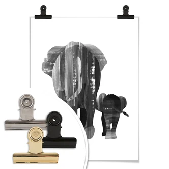 Poster Goed Blauw - Elefantenfamilie 