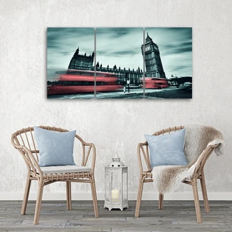 Leinwandbild 3-teilig, Londoner Bus Big Ben 