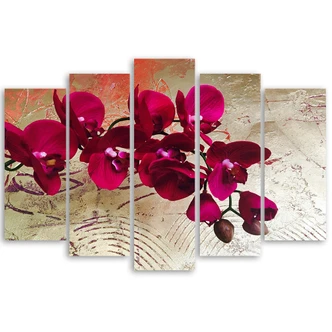 Leinwandbild 5 teilig, Orchidee Blumen Rosa 