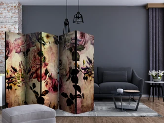 Paravent, Raumteiler freistehend, Trennwand - Nostalgia Flowers II, 5-teilig - einseitig bedruckt - 225x172 cm 