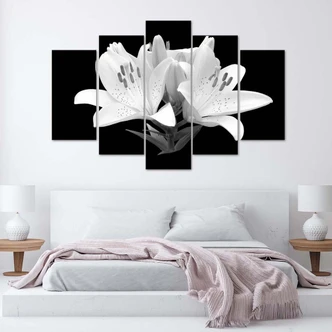 Wandbild 5-teilig, Weiße Lilien Blumen Natur 