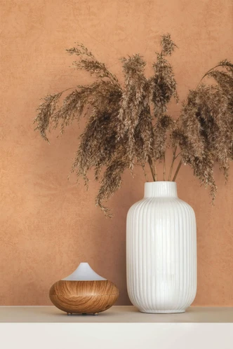 Vliesbehang effen modern, natuur in oranje, keuken, woonkamer 