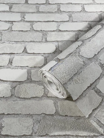 Behang met Stenen Effect, vliesbehang wit  