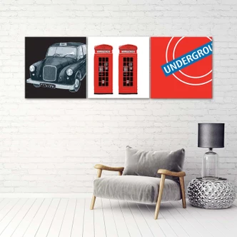 Leinwandbild 3-teilig, Londoner Stadtsymbol 