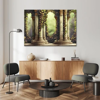 Leinwandbild Säulen und Blätter 