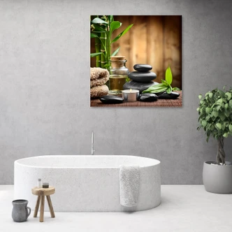 Tableau sur toile, Bambou Orchidée Fleurs Zen 
