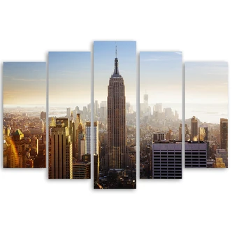 5 stykke lærredstryk, New York Manhattan City 