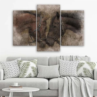 Leinwandbild 3-teilig, Pferde Tiere Braun Leinwandbild 3-teilig, Pferde Tiere Braun