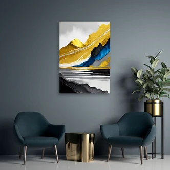 Leinwandbild Abstrakte Berge gold 3d 