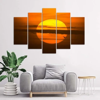 Leinwandbild 5 teilig, Sonnenuntergang 
