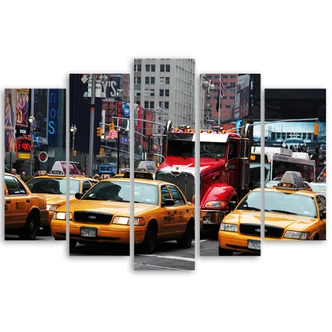 Leinwandbild 5 teilig, Taxi Times Square New York 