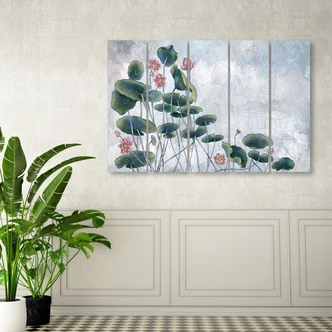 Leinwandbild 5 teilig, Rote Wasserlilie 
