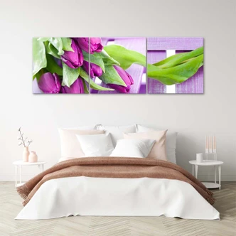 Leinwandbild 3-teilig, Rosa Tulpen Blumen 