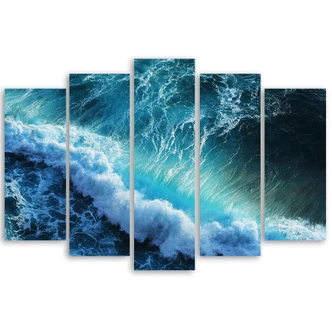 5-delige canvasprint Waves Sea Ocean Blue 