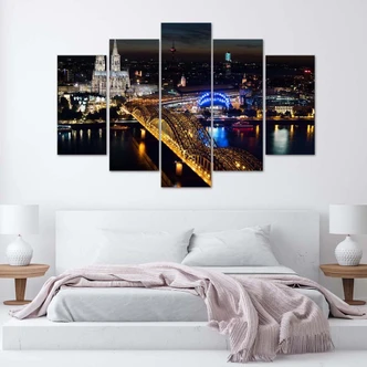Leinwandbild 5 teilig, Kölner Dom Brücke, 