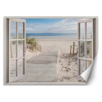 Fototapete Fensterblick Strand Meer Natur 