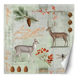 Fototapete, Hirsche Abstrakt Hintergrund Shabby Chic Stil - Andrea Haase 