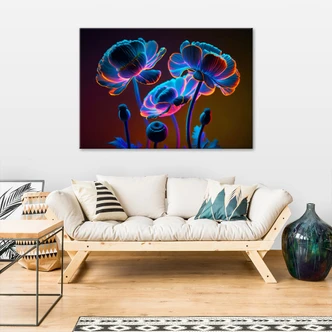 Leinwandbild, Neonblumen Natur 