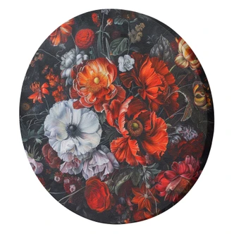 Rundes Leinwandbild Blumen Blätter Rosen 