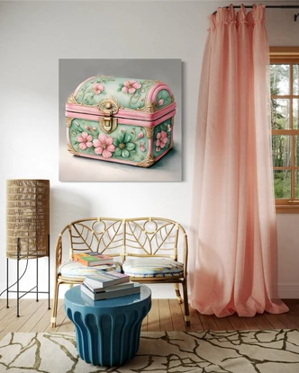 Leinwandbild Retro Vintage Truhe 