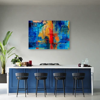 Canvas schilderij, Kleurrijke abstractie handgeschilderd 