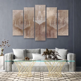 Leinwandbild 5 teilig, Kronleuchter 
