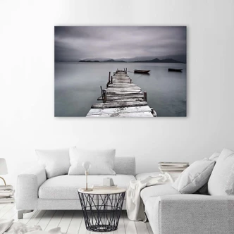 Canvasbillede, Gangsti vinter sø landskab 