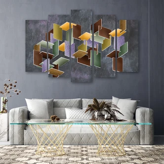 Leinwandbild 5 teilig, 3D -Rätsel 