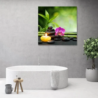 Leinwandbild, Kerzen Blumen Orchidee Wellness 
