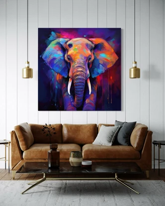 Leinwandbild Elefant Tiere Farbig 
