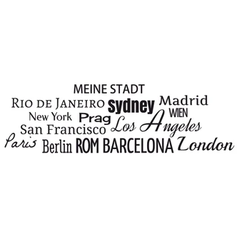 Wandtattoo + Name - Städte Banner 