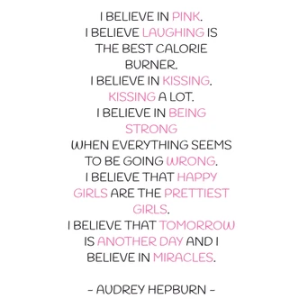 I believe in pink - Audrey Hepburn - Wall Sticker 