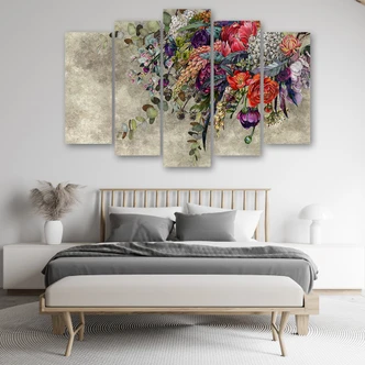 Leinwandbild 5 teilig, Blumenstrauß 