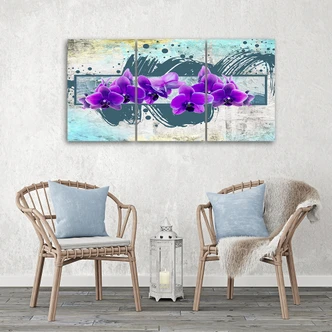 Leinwandbild 3-teilig, Orchidee Blumen Lila 