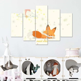 Leinwandbild 5 teilig, Rotfuchs 