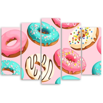 Leinwandbild 5 teilig, Donuts Kuchen 