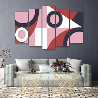 Leinwandbild 5 teilig, Geometrische Abstraktionsformen 