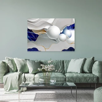 Leinwandbild, Blaue Kugeln 3D Abstrakt 