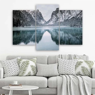3-delige canvas print, berglandschap meer 