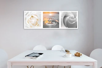 Leinwandbild, Rose Blumen mit Tropfen 