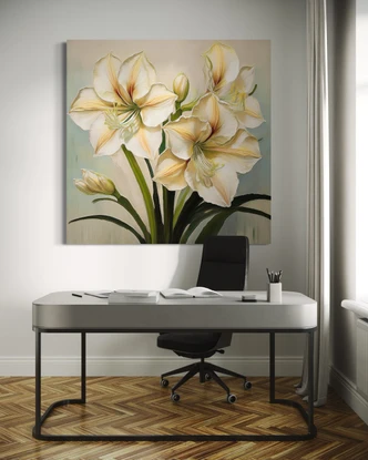 Leinwandbild Blumen Lilien Weiß 