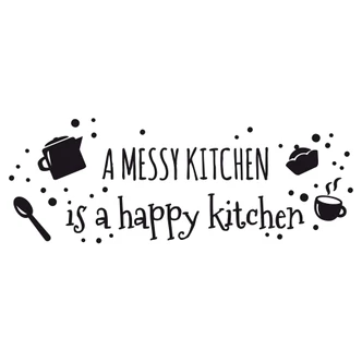 Muursticker a messy kitchen… 