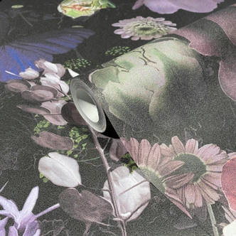 Fototapete mit Blumentotiv, Blumentapete Schwarz 2.70 x 1.59 cm 