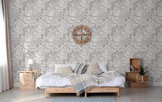 Vliestapete Ornamental Klassisch in Greige , Lounge 